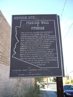 Presidio Wall & Pithouse Marker. Click for full size. Presidio Wall & Pithouse Marker image. Click for full size.