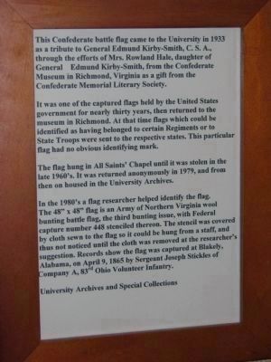 Informational page about the Confederate Battle Flag in the University of the South Library image. Click for full size.