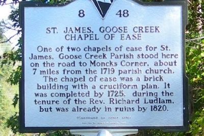 St. James, Goose Creek Chapel of Ease Marker image. Click for full size.