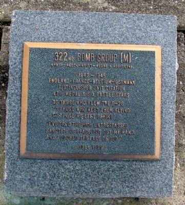 322nd Bomb Group (M) Marker. Click for full size. 322nd Bomb Group (M) Marker image. Click for full size.