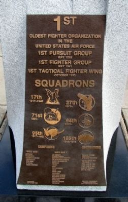 1st Fighter Group Memorial (rear). Click for full size. 1st Fighter Group Memorial (rear) image. Click for full size.