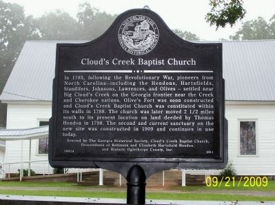 Cloud's Creek Baptist Church Marker image. Click for full size.