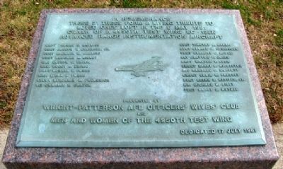4950th Test Wing Crash Memorial Marker. Click for full size. 4950th Test Wing Crash Memorial Marker image. Click for full size.