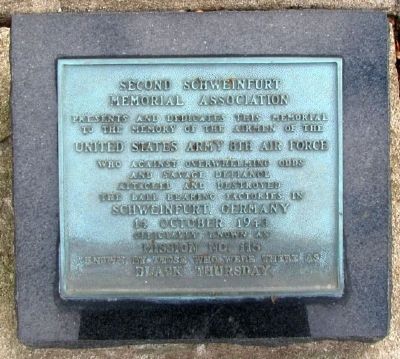 Second Schweinfurt Memorial Marker. Click for full size. Second Schweinfurt Memorial Marker image. Click for full size.
