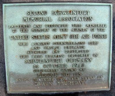 Second Schweinfurt Memorial Marker Detail. Click for full size. Second Schweinfurt Memorial Marker Detail image. Click for full size.