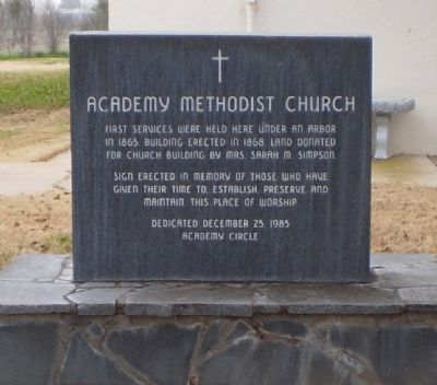Academy Methodist Church Marker image. Click for full size.