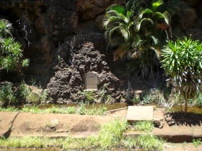 Menehune Ditch Marker - Wide View image. Click for full size.