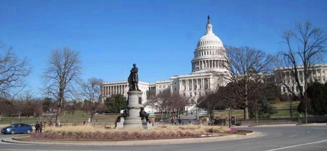 James A. Garfield Memorial with the U.S. Capitol in the background. Click for full size. James A. Garfield Memorial with the U.S. Capitol in the background image. Click for full size.