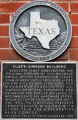 Platt-Simpson Building Marker. Click for full size. Platt-Simpson Building Marker image. Click for full size.
