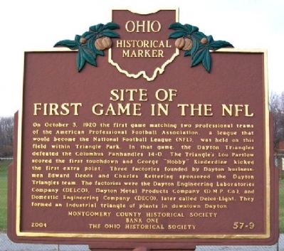 Site of First Game in the NFL Marker image. Click for full size.