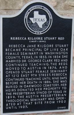 Rebecca Kilgore Stuart Red Marker. Click for full size. Rebecca Kilgore Stuart Red Marker image. Click for full size.