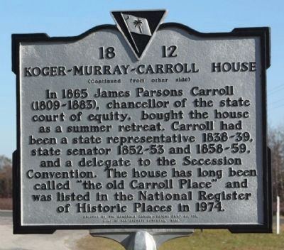 Koger-Murray-Carroll House Marker, reverse side. Click for full size. Koger-Murray-Carroll House Marker, reverse side image. Click for full size.