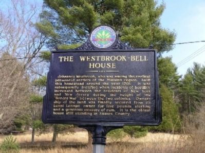 The Westbrook - Bell House Marker. Click for full size. The Westbrook - Bell House Marker image. Click for full size.
