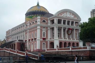 Teatro das Amazonas - view westward from the "Monument to the Opening of the Ports". Click for full size. Teatro das Amazonas - view westward from the "Monument to the Opening of the Ports" image. Click for full size.