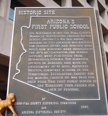 Arizona's First Public School Marker image. Click for full size.