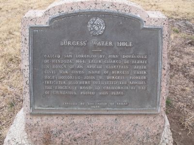 Burgess' Water Hole Marker. Click for full size. Burgess' Water Hole Marker image. Click for full size.
