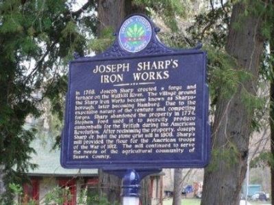 Joseph Sharp's Iron Works Marker image. Click for full size.