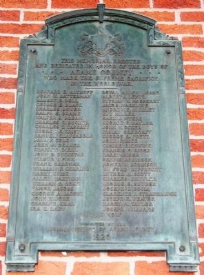Adams County World War Memorial Marker. Click for full size. Adams County World War Memorial Marker image. Click for full size.