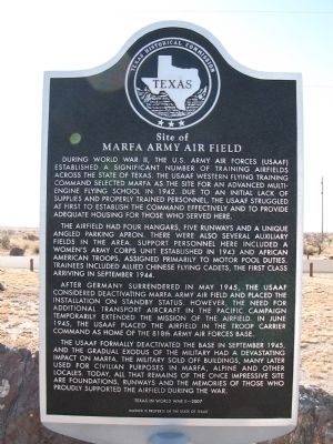 Site of Marfa Army Air Field Marker image. Click for full size.