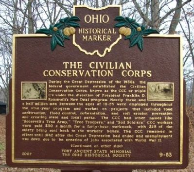 The Civilian Conservation Corps Marker (Side A). Click for full size. The Civilian Conservation Corps Marker (Side A) image. Click for full size.