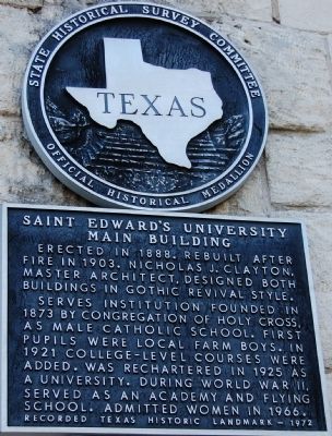 Saint Edwards University Main Building Marker image. Click for full size.