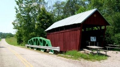 The Cox Covered Bridge and Marker image. Click for full size.
