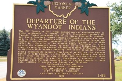 Departure of the Wyandot Indians Marker image. Click for full size.