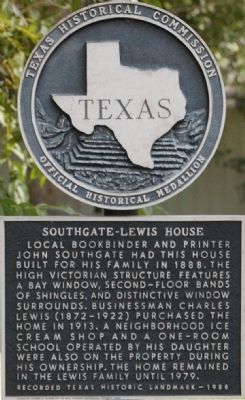 Southgate-Lewis House Marker image. Click for full size.