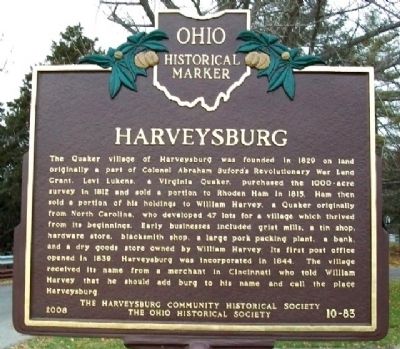 Harveysburg Marker (Side A). Click for full size. Harveysburg Marker (Side A) image. Click for full size.
