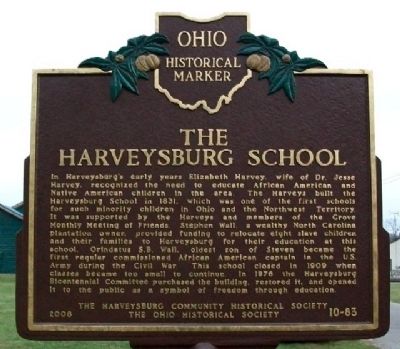 The Harveysburg School Marker (Side B). Click for full size. The Harveysburg School Marker (Side B) image. Click for full size.