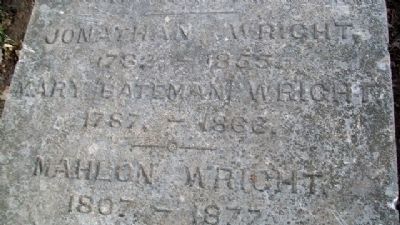Jonathan and Mary Bateman Wright Grave Marker Detail image. Click for full size.