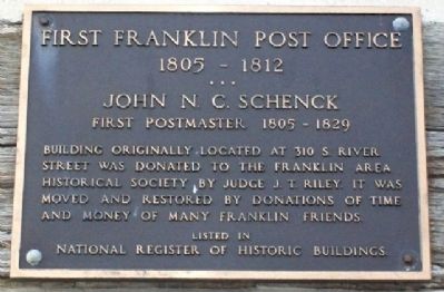 First Franklin Post Office 1805-1812 Marker image. Click for full size.