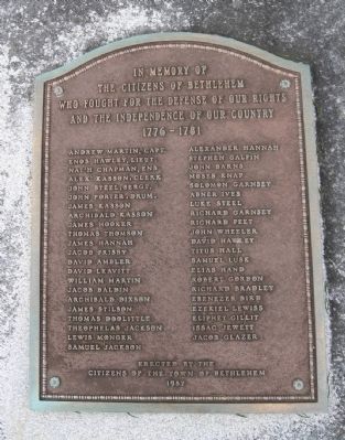 Bethlehem Revolutionary War Memorial. Click for full size. Bethlehem Revolutionary War Memorial image. Click for full size.