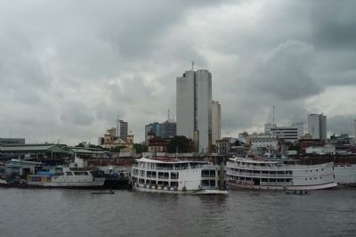 Riverine passenger vessels at floating terminal in the Port of Manaus. Click for full size. Riverine passenger vessels at floating terminal in the Port of Manaus image. Click for full size.