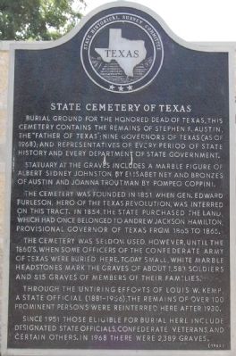 State Cemetery of Texas Marker image. Click for full size.