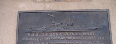 U.S.S. Arizona Signal Mast Marker Plaque - Close-up Relief Art image. Click for full size.