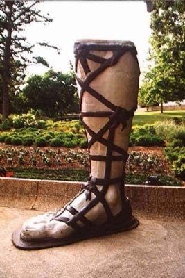 Vulcan foot casting on display at visitor center in 1998 image. Click for full size.