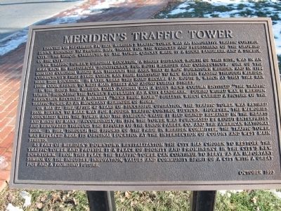 Meriden’s Traffic Tower Marker. Click for full size. Meriden’s Traffic Tower Marker image. Click for full size.