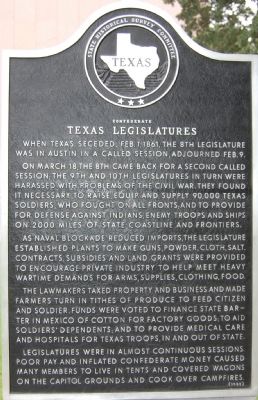 Confederate Texas Legislatures Marker. Click for full size. Confederate Texas Legislatures Marker image. Click for full size.