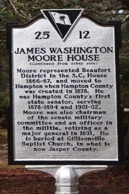 James Washington Moore House Marker, reverse side image. Click for full size.