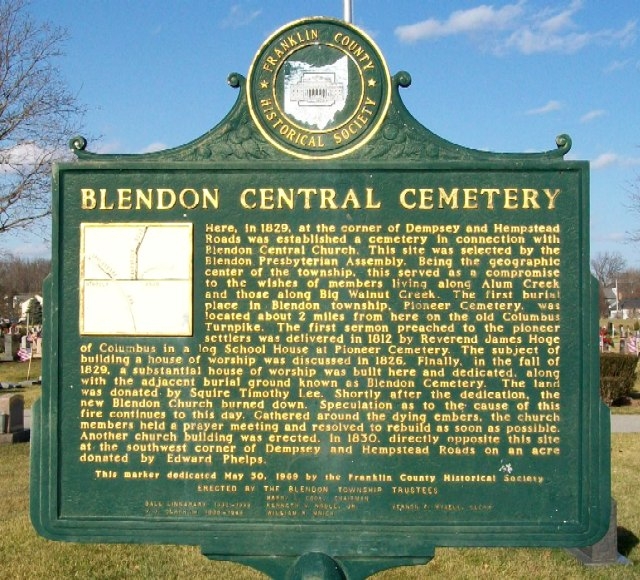 Blendon Central Cemetery Marker