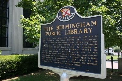 Side A The Birmingham Public Library Marker image. Click for full size.