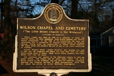 Wilson Chapel And Cemetery Marker. Click for full size. Wilson Chapel And Cemetery Marker image. Click for full size.