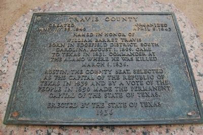 Travis County Marker. Click for full size. Travis County Marker image. Click for full size.