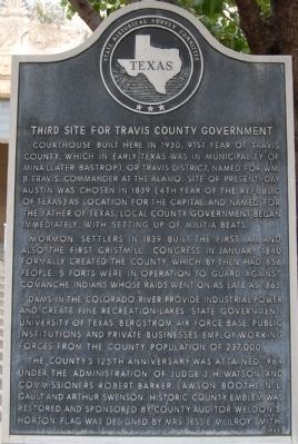 Third Site For Travis County Government Marker image. Click for full size.
