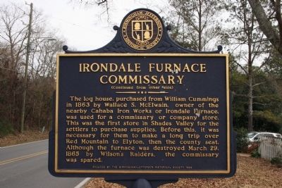 Side B: Oldest House In Shades Valley / Irondale Furnace Commissary Marker image. Click for full size.