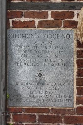 Solomon's Lodge No. 1 F.& A.M. Marker. Click for full size. Solomon's Lodge No. 1 F.& A.M. Marker image. Click for full size.