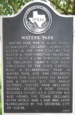 Waters Park Marker. Click for full size. Waters Park Marker image. Click for full size.