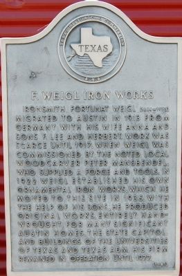 F. Weigl Iron Works Marker. Click for full size. F. Weigl Iron Works Marker image. Click for full size.