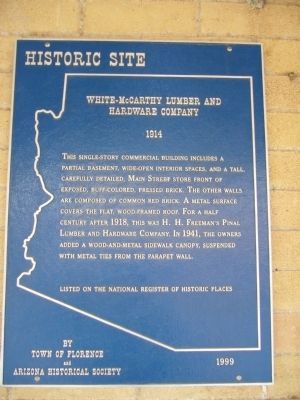 White-McCarthy Lumber and Hardware Company Marker image. Click for full size.